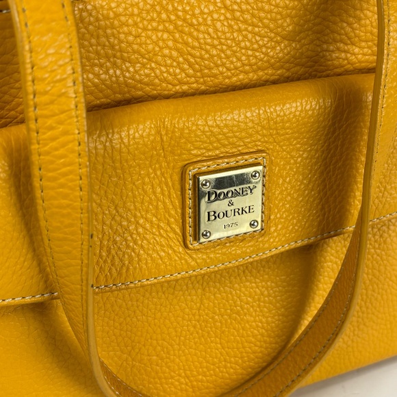Dooney & Bourke Pebbled Leather Purse Satchel Handbag Mustard Yellow EUC - Picture 2 of 11